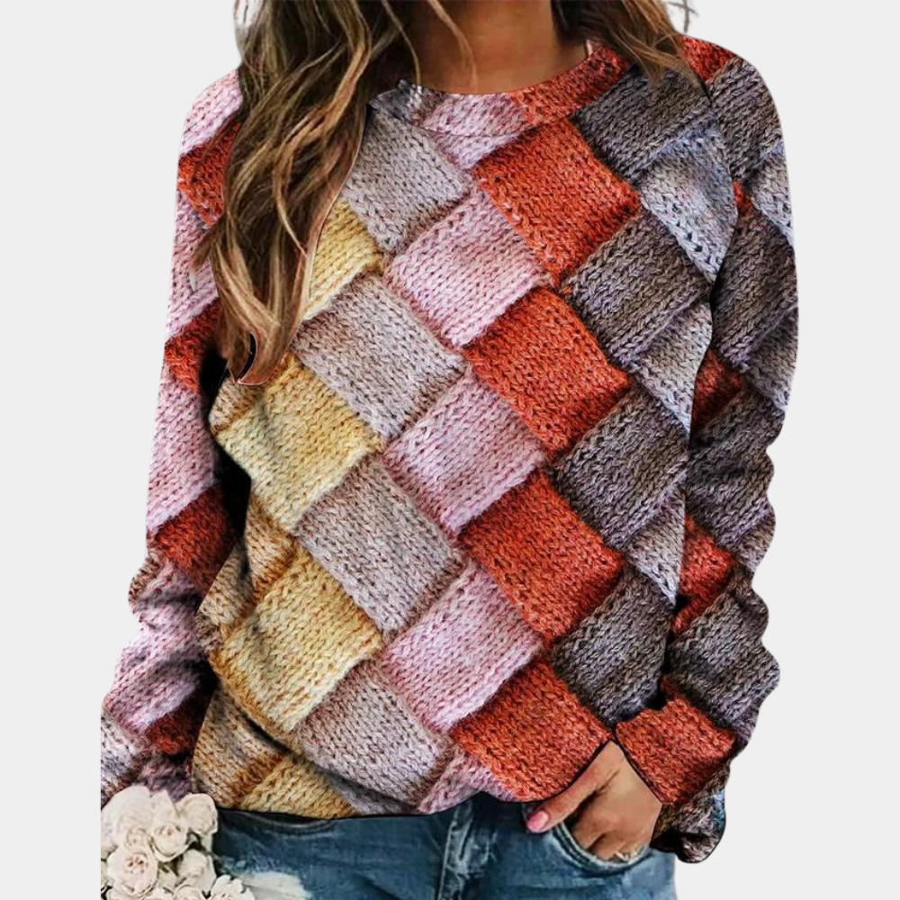 Livia – Pull femme d’hiver à imprimé graphique