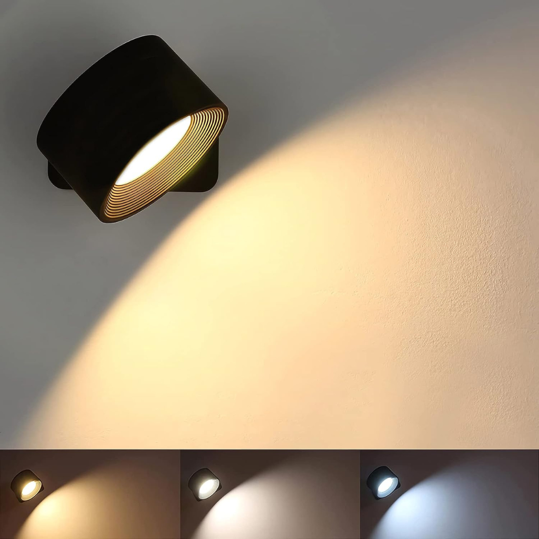 LumaSphere Draadloze Wandlamp – USB-Oplaadbaar, 360° Draaibaar & Touch Bediening LED Verlichting