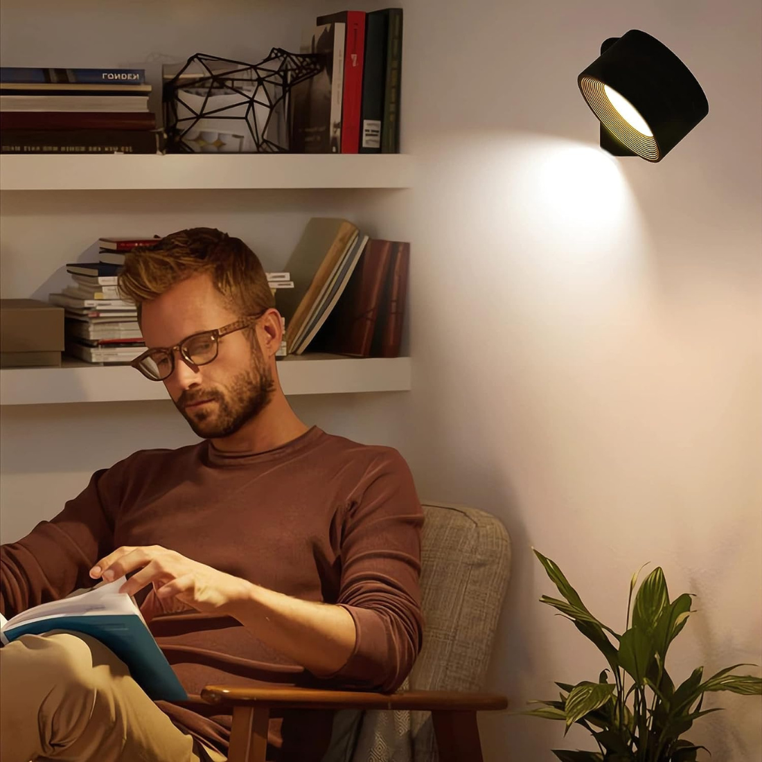 LumaSphere Draadloze Wandlamp – USB-Oplaadbaar, 360° Draaibaar & Touch Bediening LED Verlichting