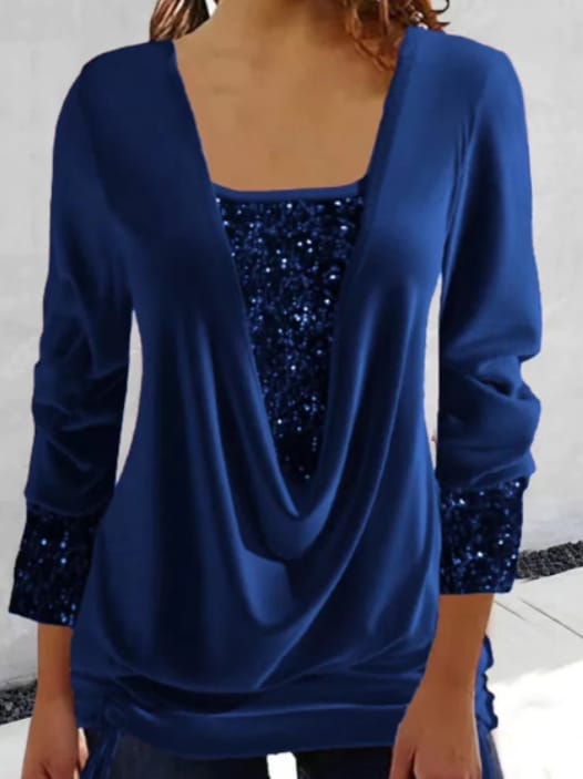 Women's Stylish Long Sleeve Sequin Blouse | New Year
