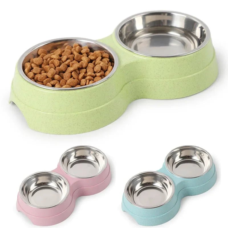 Double Stainless Steel Pet Bowl Set for Dogs and Cats – Non-Slip Design 1