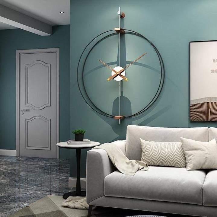 Duży zegar ścienny RPET – minimalistyczny design 63 x 69 cm ze wskazówkami z brązu szczotkowanego do nowoczesnych przestrzeni 1