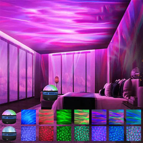 Dwukolorowa Lampa Projektora Zorzy Polarnej z Muzyką – 14 Kolorów i 31 Efektów, Pilot w Zestawie, Idealna do Wyposażenia Wnętrz 3