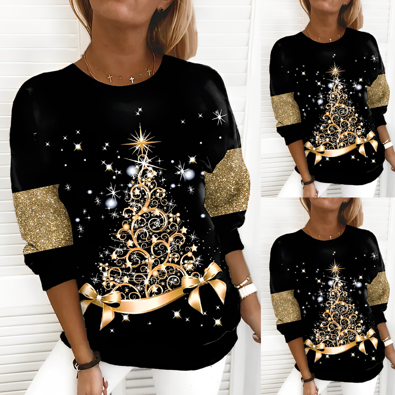 Dames Gebreide hoodie met kerstprint voor  – effen, warm voor de winter, casual