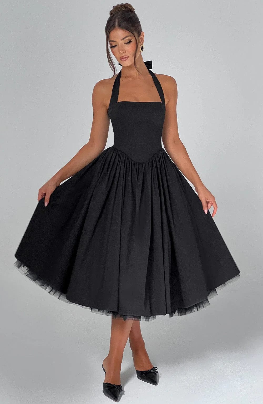 Elisabetta – Boned Lace-Up Midi Dress