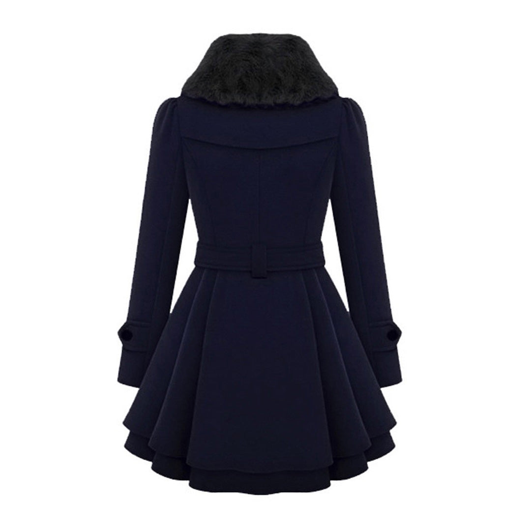 Avencea - Long and warm winter coat with fur collar for women