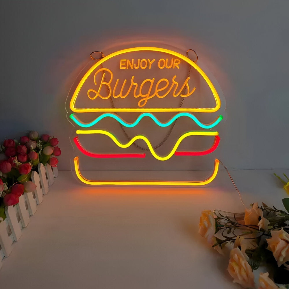 NeonBite – Buntes Fast-Food LED-Neonschild für Restaurants & Hausbars