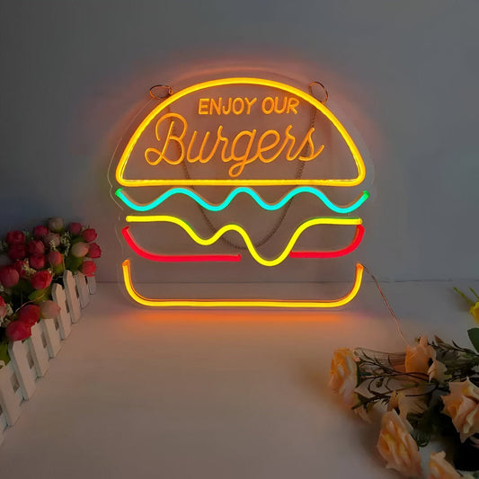 NeonBite – Buntes Fast-Food LED-Neonschild für Restaurants & Hausbars