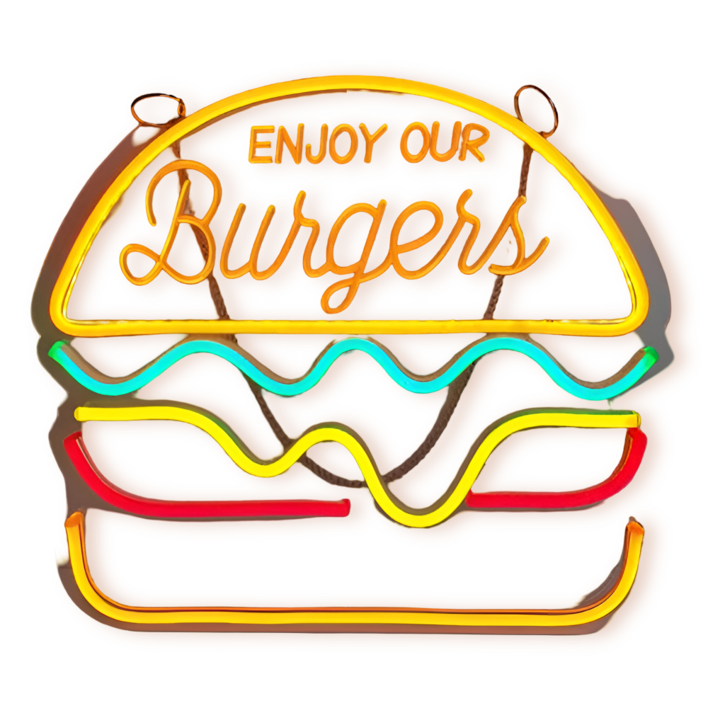 NeonBite – Buntes Fast-Food LED-Neonschild für Restaurants & Hausbars