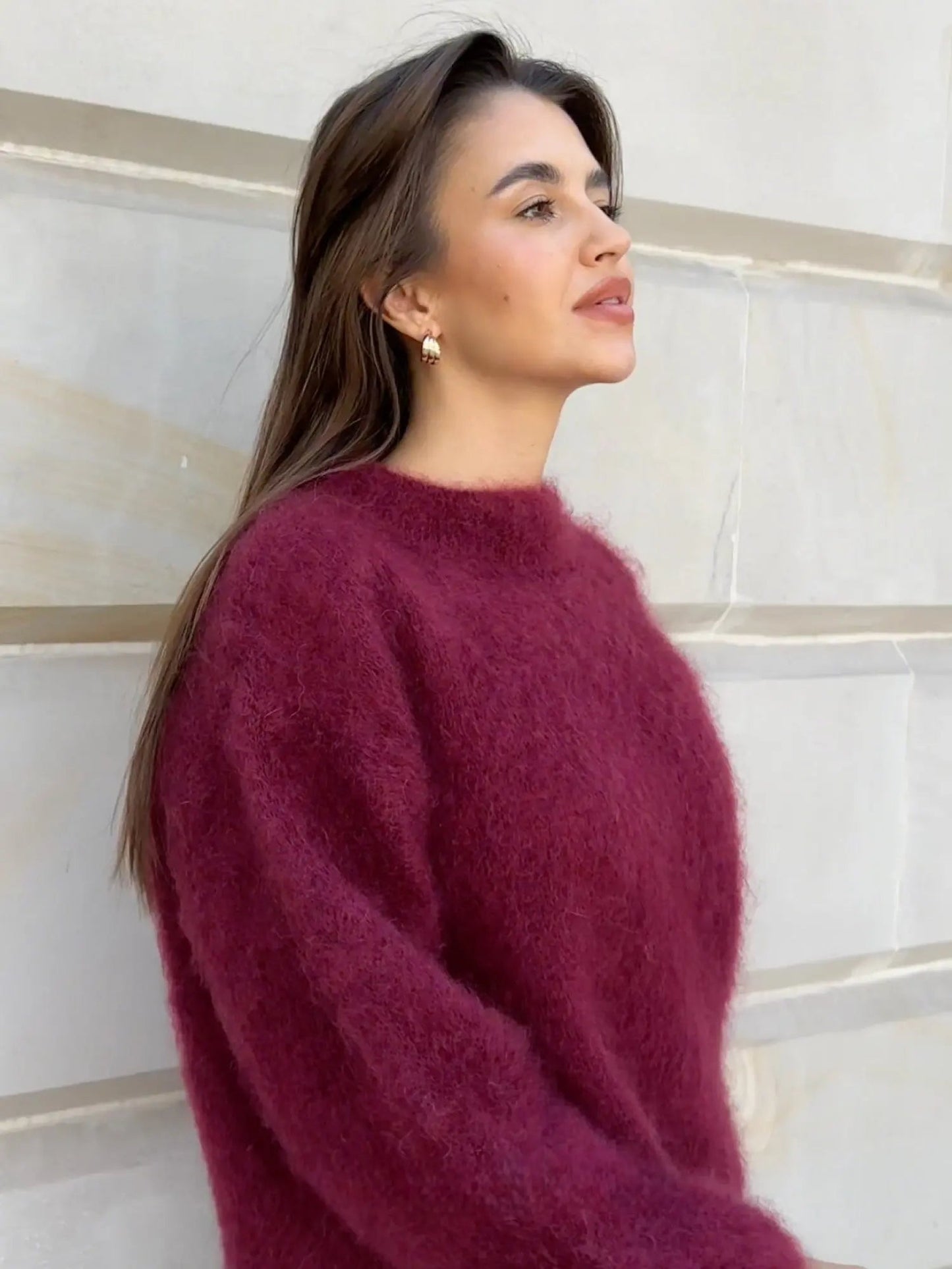 Fluffy Jumper - Oversized - Pullover - Knitted Sweater - Women's Knitwear-Grace Aura