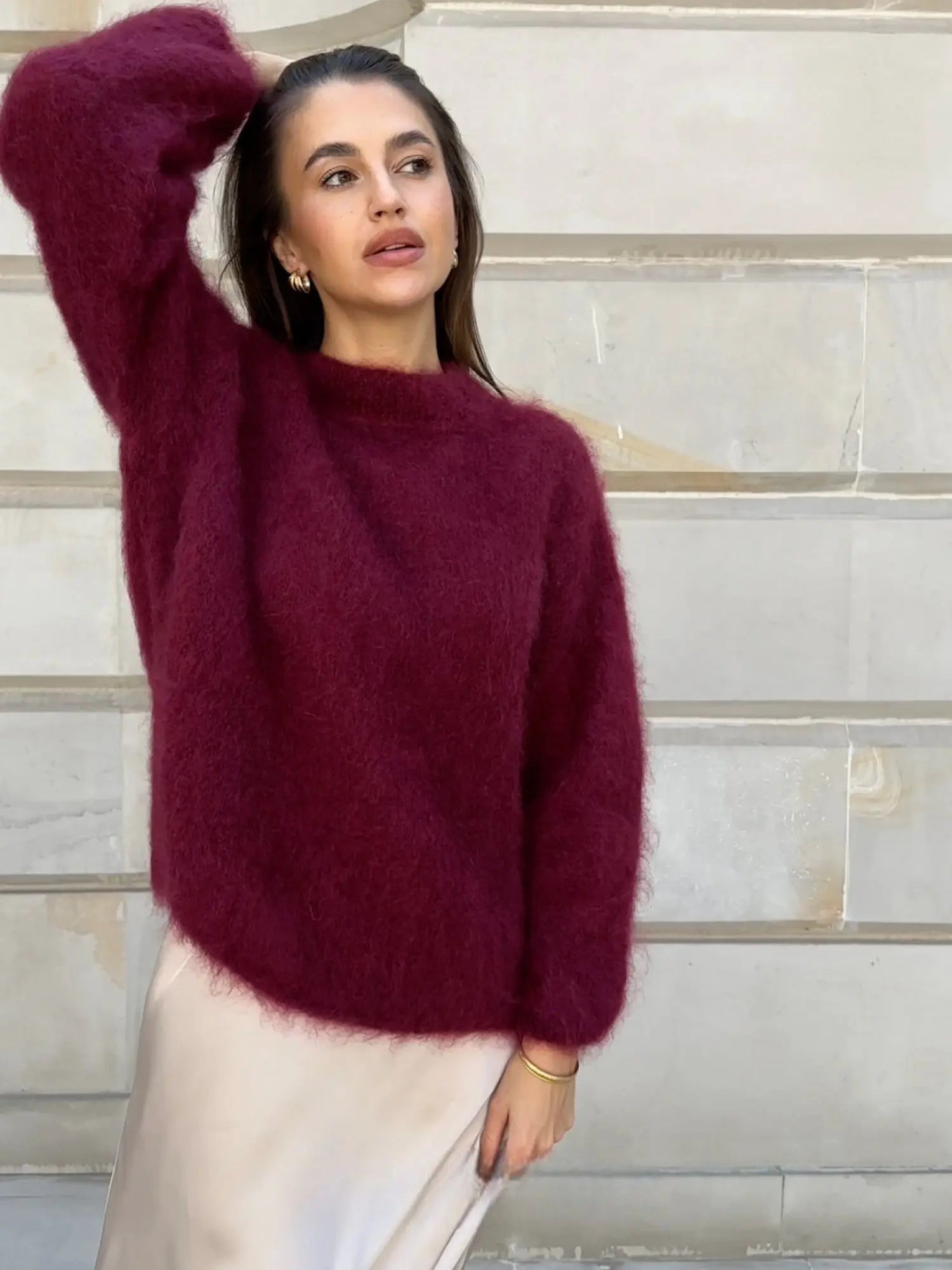 Fluffy Jumper - Oversized - Pullover - Knitted Sweater - Women's Knitwear-Grace Aura