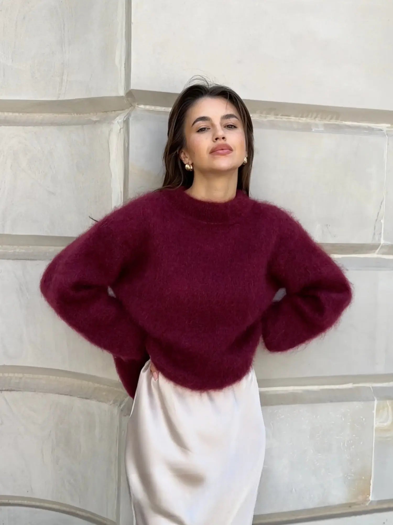 Fluffy Jumper - Oversized - Pullover - Knitted Sweater - Women's Knitwear-Grace Aura