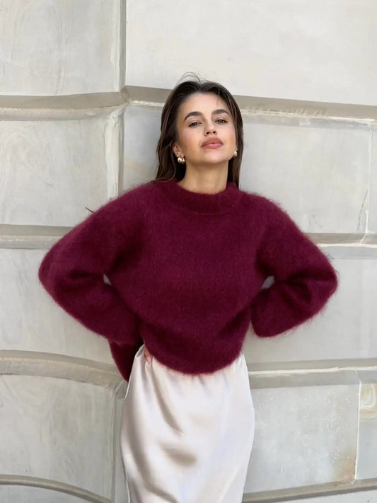 Fluffy Jumper - Oversized - Pullover - Knitted Sweater - Women's Knitwear-Grace Aura