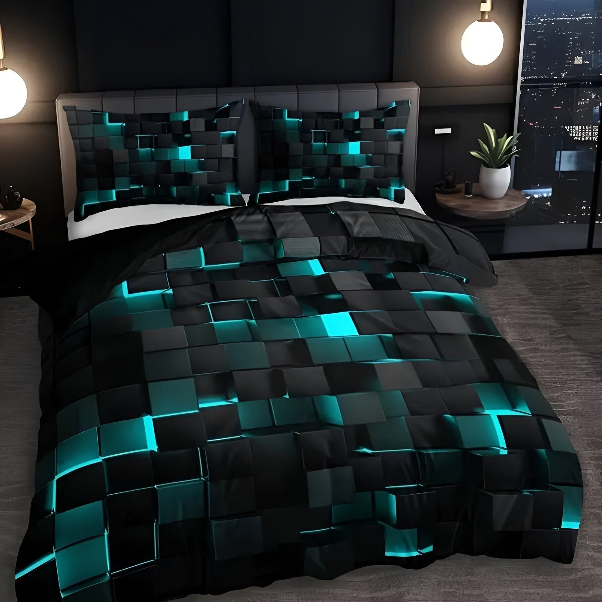 GEOMATRIX Bettbezug-Set 160x200 – Futuristisches Design Mit Atmungsaktivem Komfort 2