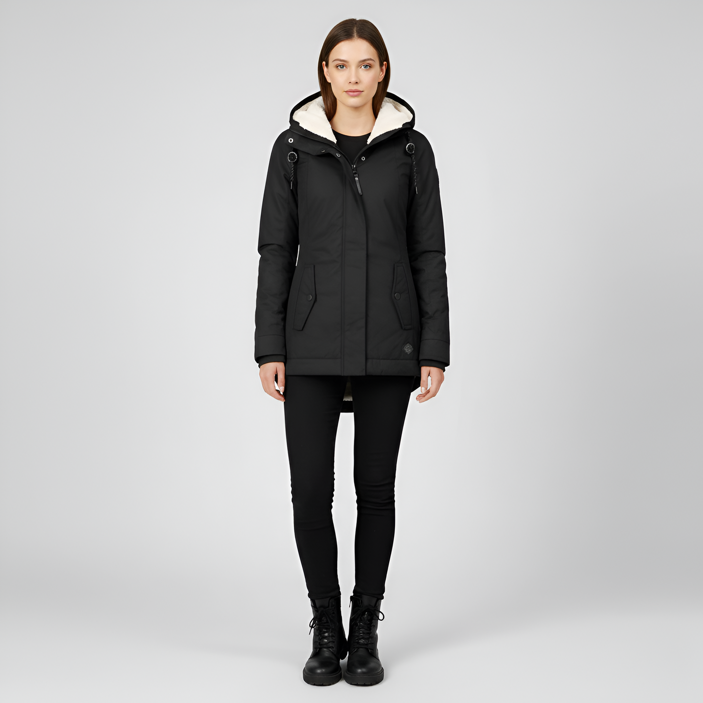 Valerios Fashion giacca invernale donna con cappuccio foderata in pile termo-caldo