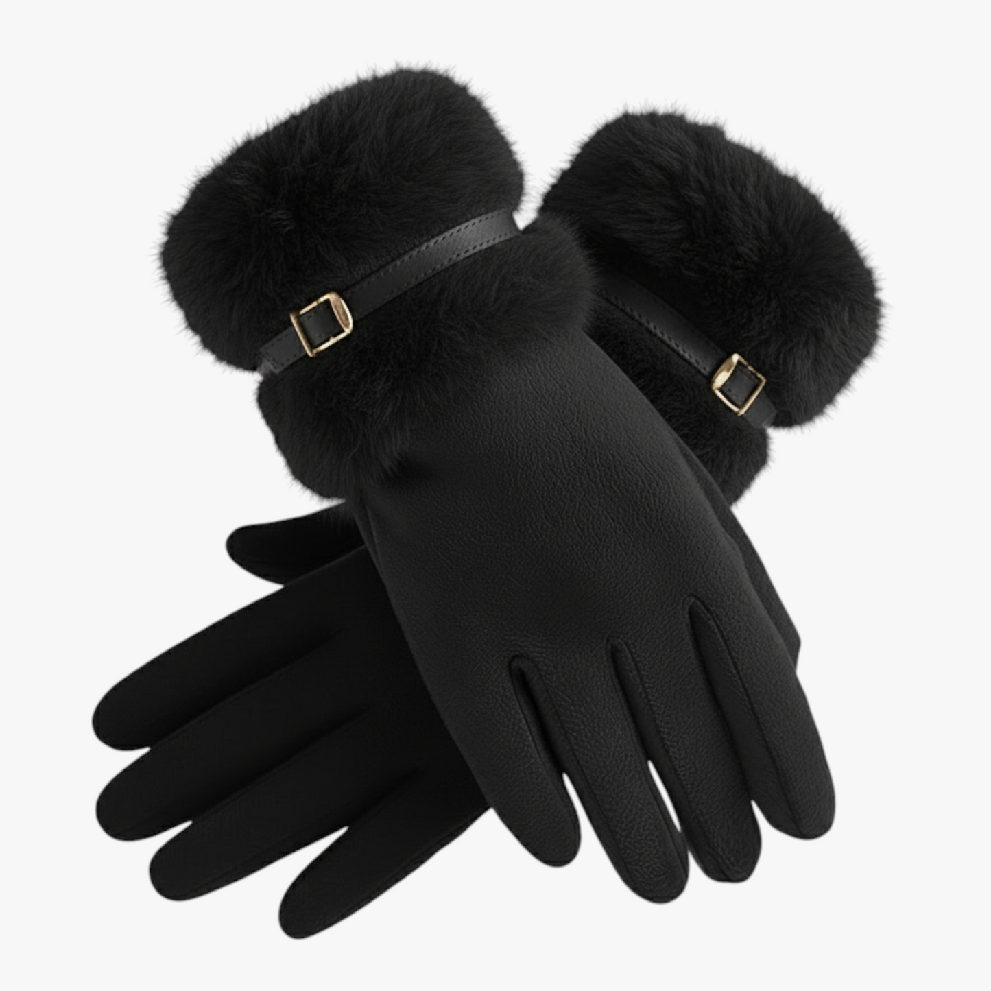Winterhandschoenen : Warme Dames Handschoenen met Fleece Voering - Bruin in Zwart One Size van Pantino