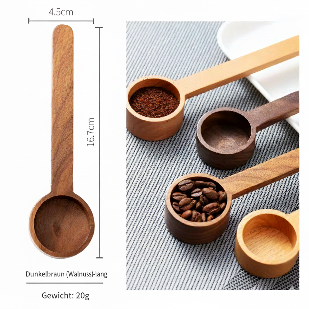 Holz-Kaffeemesslöffel aus Walnuss oder Buche (2er-Set)
