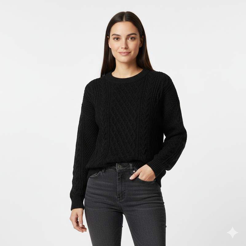Avey Pull Unisexe – Tricot Doux à Motif Câble avec Col Rond & Coupe Confortable
