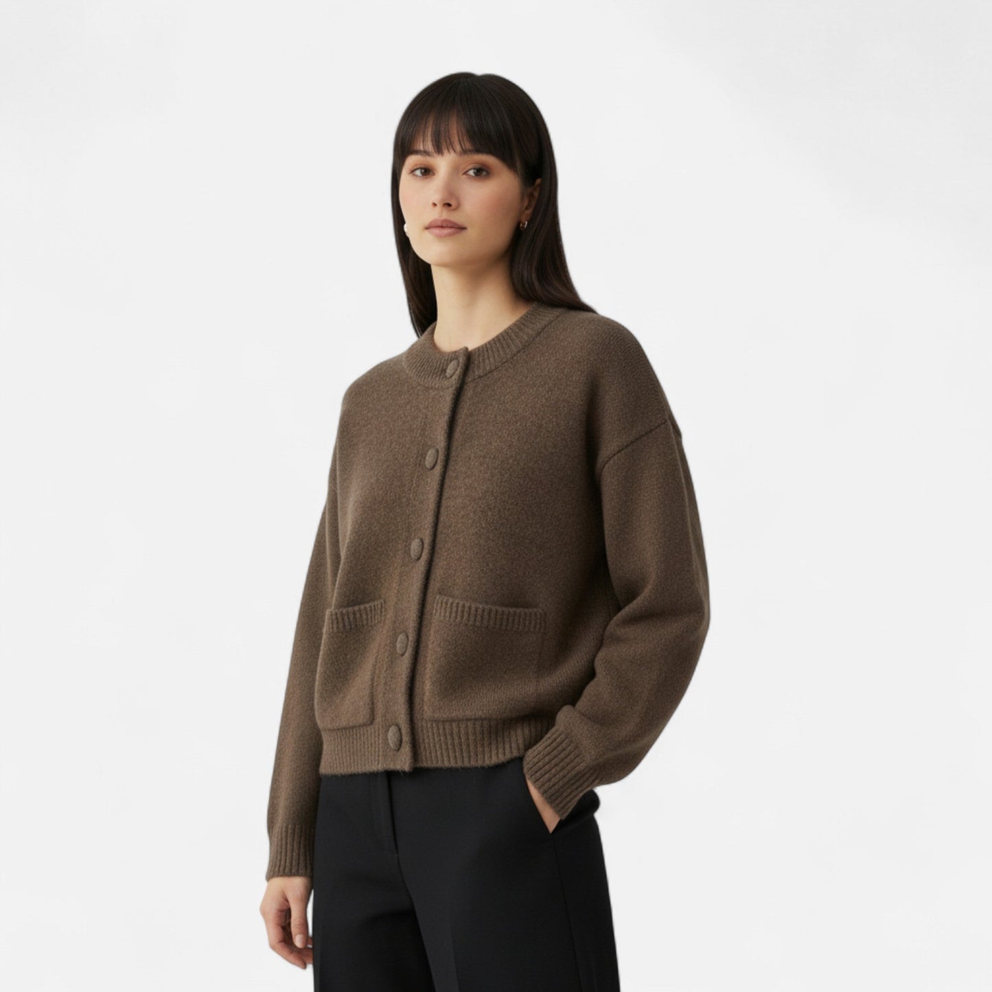Femurea | Women’s Knitted Cardigan – Button-Up with Pockets
