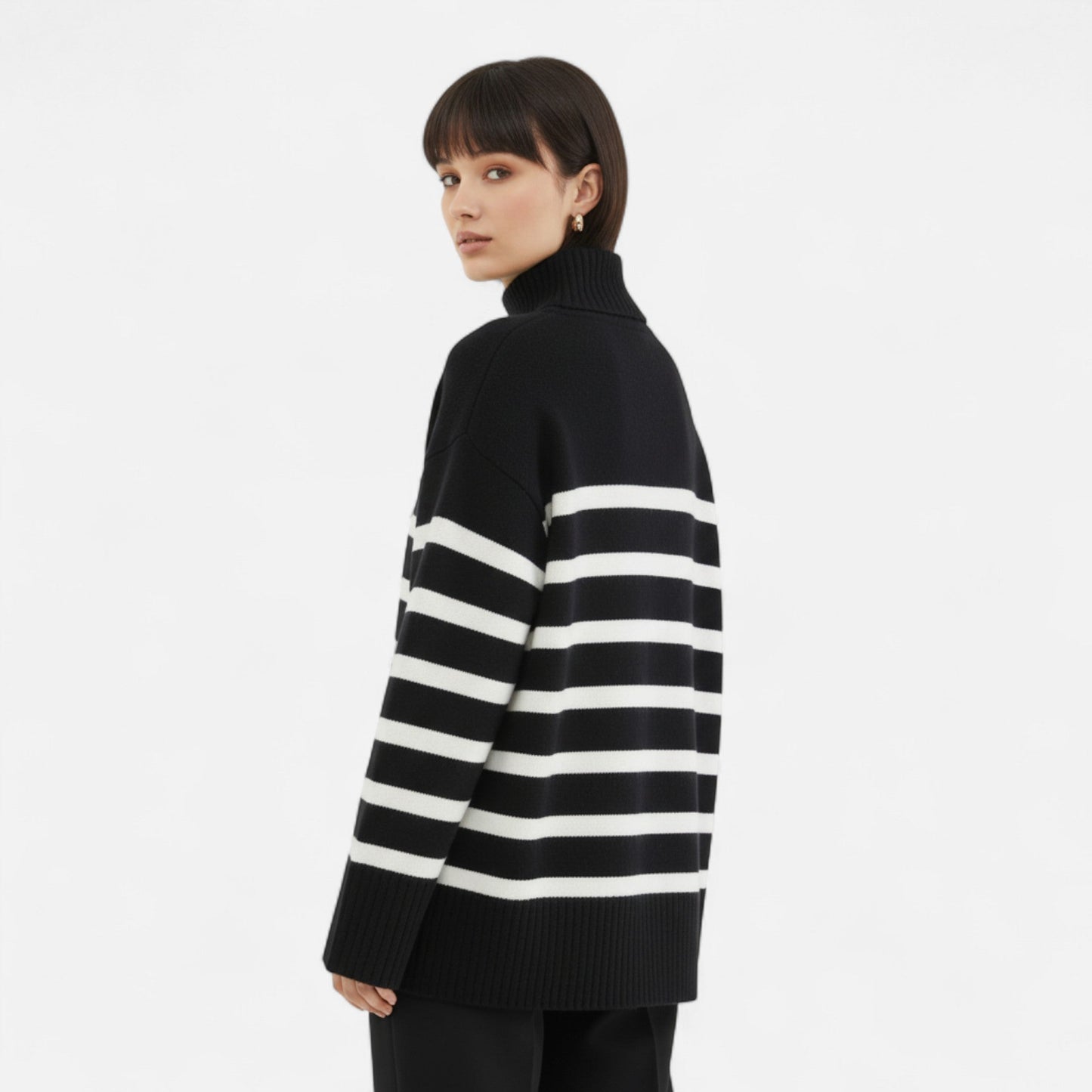 Femurea | Women’s Striped Turtleneck Sweater – Knitwear