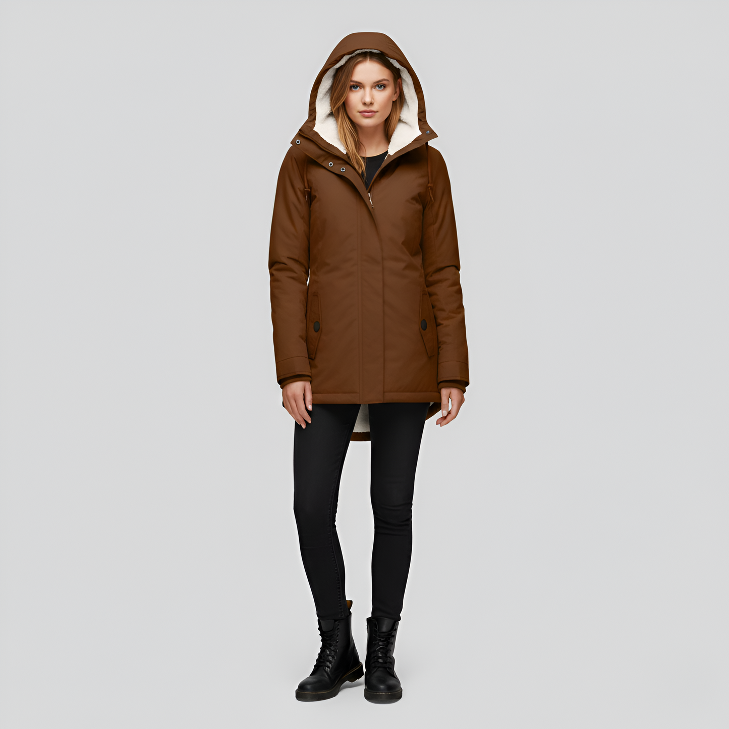 Valerios Fashion giacca invernale donna con cappuccio foderata in pile termo-caldo
