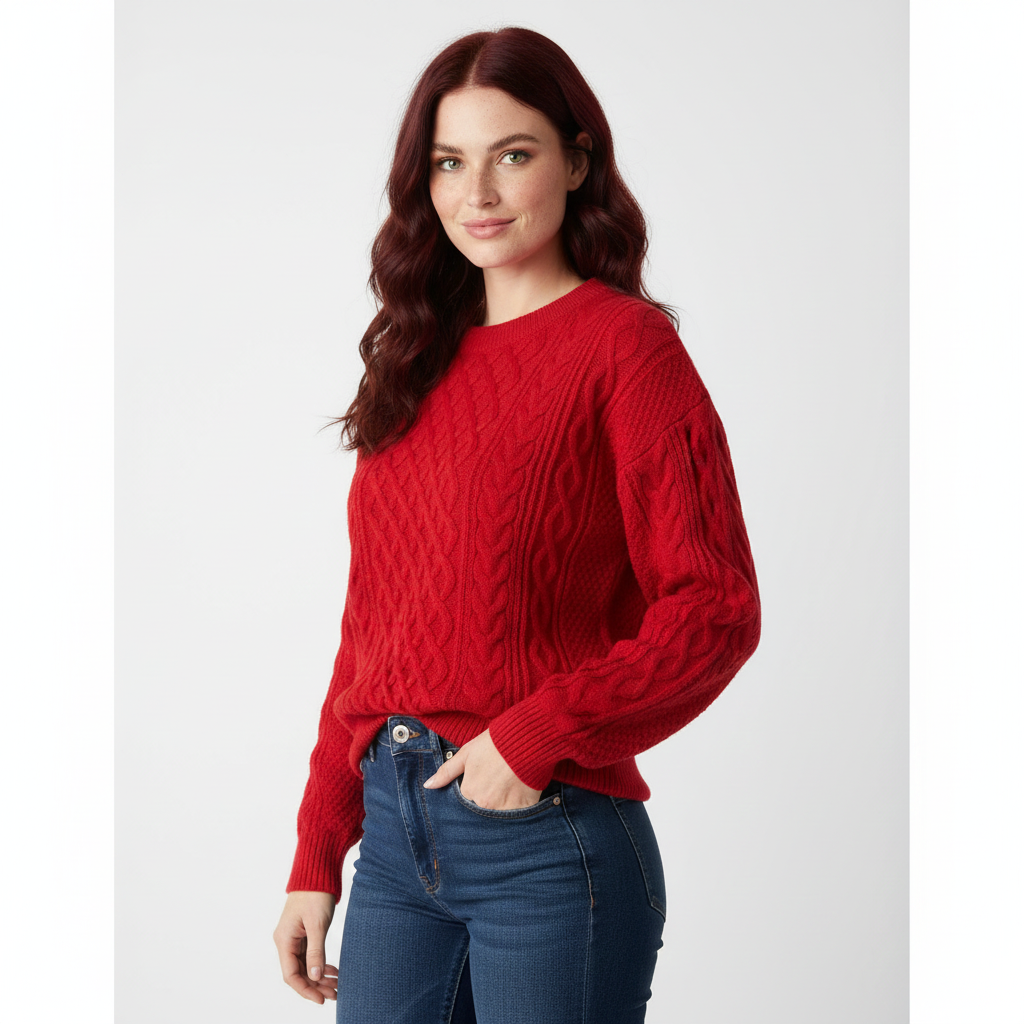 Avey Pull Unisexe – Tricot Doux à Motif Câble avec Col Rond & Coupe Confortable