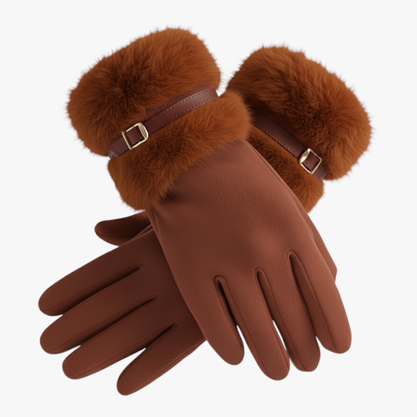 Winterhandschoenen : Warme Dames Handschoenen met Fleece Voering - Bruin in Koffie One Size van Pantino