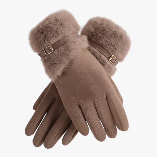 Winterhandschoenen : Warme Dames Handschoenen met Fleece Voering - Bruin in Bruin One Size van Pantino