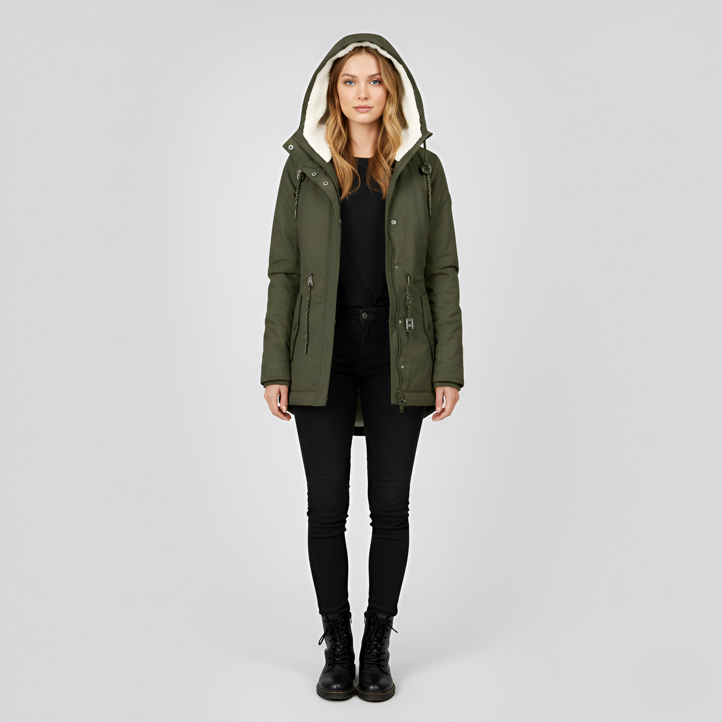 Valerios Fashion giacca invernale donna con cappuccio foderata in pile termo-caldo