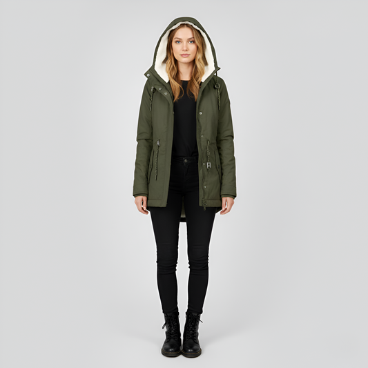 Valerios Fashion giacca invernale donna con cappuccio foderata in pile termo-caldo
