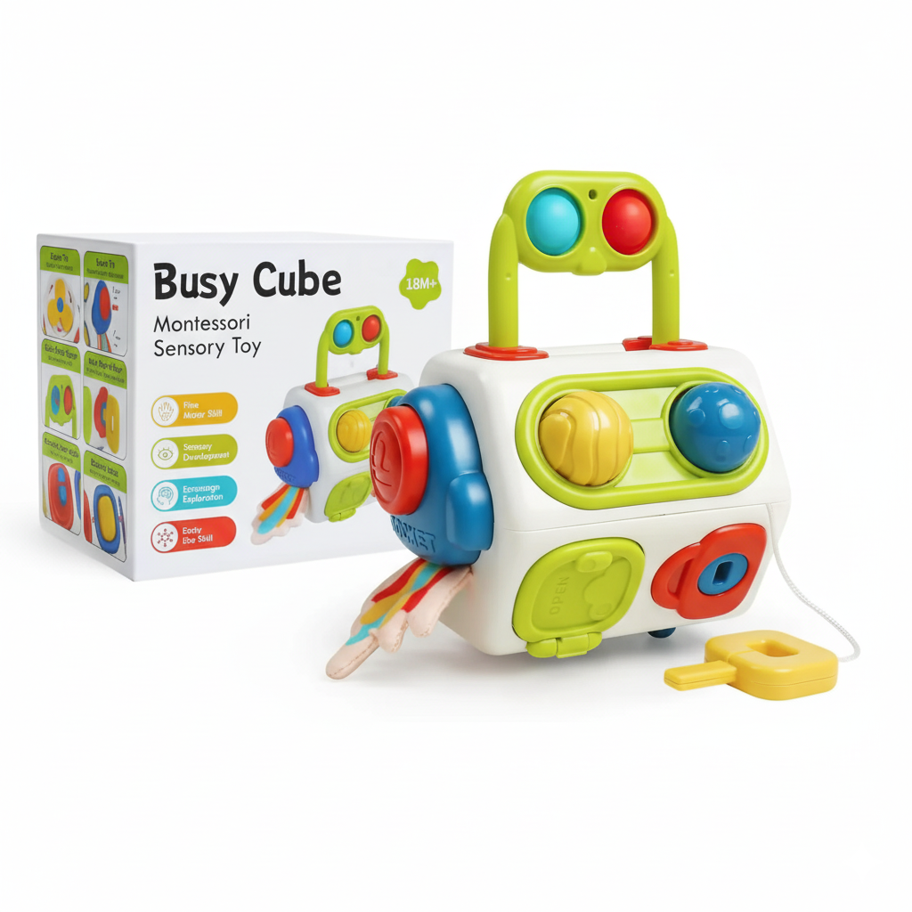 CuriousCube – Montessori Sensorische Activiteitenkubus voor Kinderen