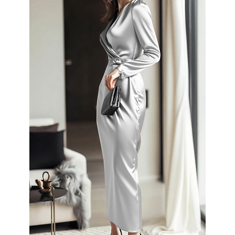 Giulia Fontane | Satynowa Sukienka Bodycon z Paskiem w Burgundowym Czerwonym
