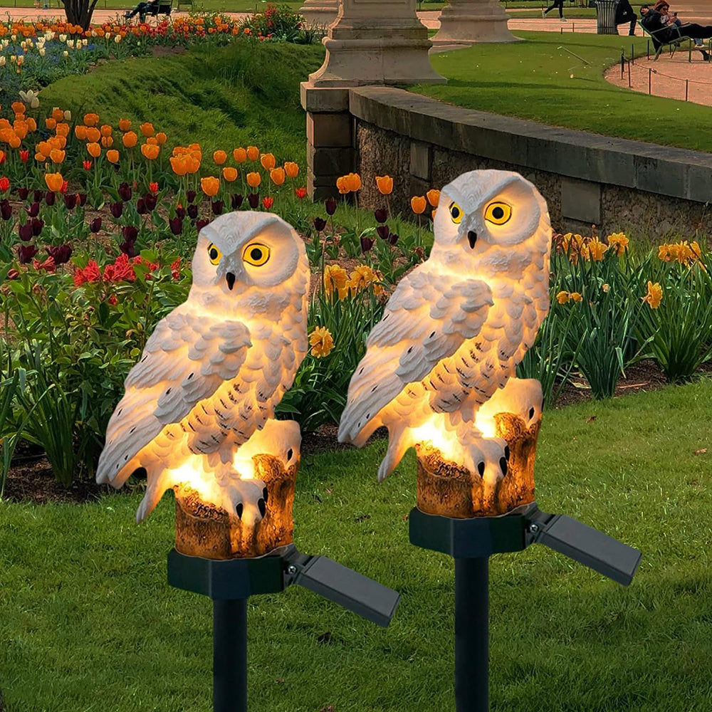 Illuminated Owl Lamp, Solar-Powered (2-Pack)
