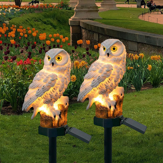 Illuminated Owl Lamp, Solar-Powered (2-Pack)