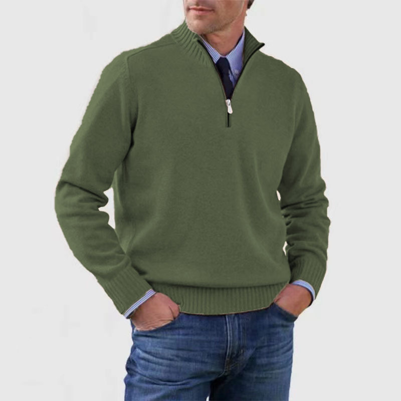 Half-Zip Pullover | Knitted | Relaxed Fit | Quarter-Zip Jumper | Men's Jumper-Grace Aura
