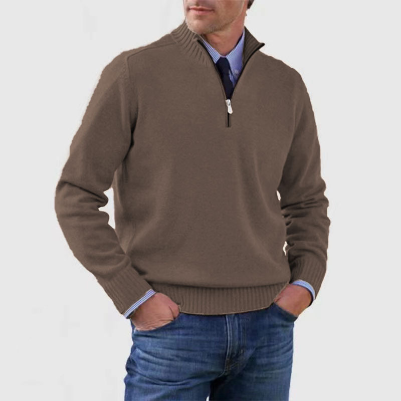 Half-Zip Pullover | Knitted | Relaxed Fit | Quarter-Zip Jumper | Men's Jumper-Grace Aura
