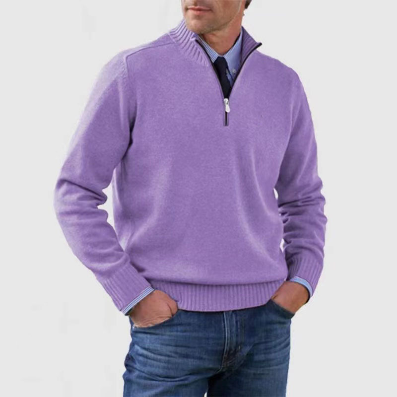 Half-Zip Pullover | Knitted | Relaxed Fit | Quarter-Zip Jumper | Men's Jumper-Grace Aura