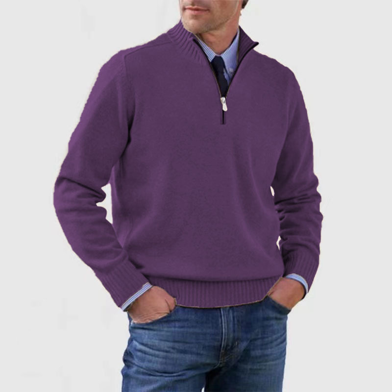 Half-Zip Pullover | Knitted | Relaxed Fit | Quarter-Zip Jumper | Men's Jumper-Grace Aura
