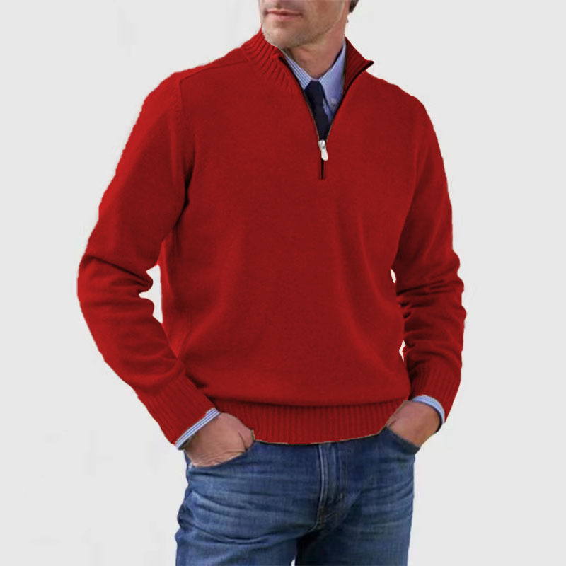 Half-Zip Pullover | Knitted | Relaxed Fit | Quarter-Zip Jumper | Men's Jumper-Grace Aura