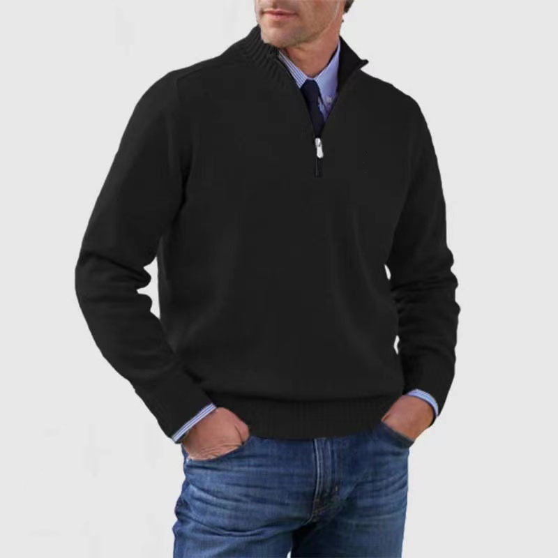 Half-Zip Pullover | Knitted | Relaxed Fit | Quarter-Zip Jumper | Men's Jumper-Grace Aura