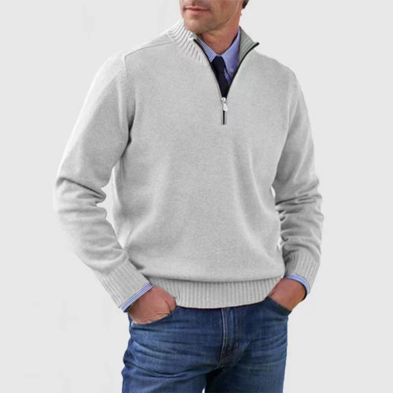 Half-Zip Pullover | Knitted | Relaxed Fit | Quarter-Zip Jumper | Men's Jumper-Grace Aura
