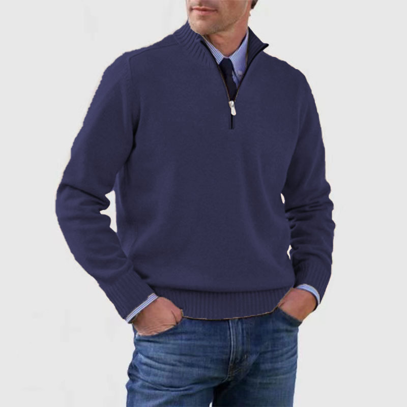 Half-Zip Pullover | Knitted | Relaxed Fit | Quarter-Zip Jumper | Men's Jumper-Grace Aura