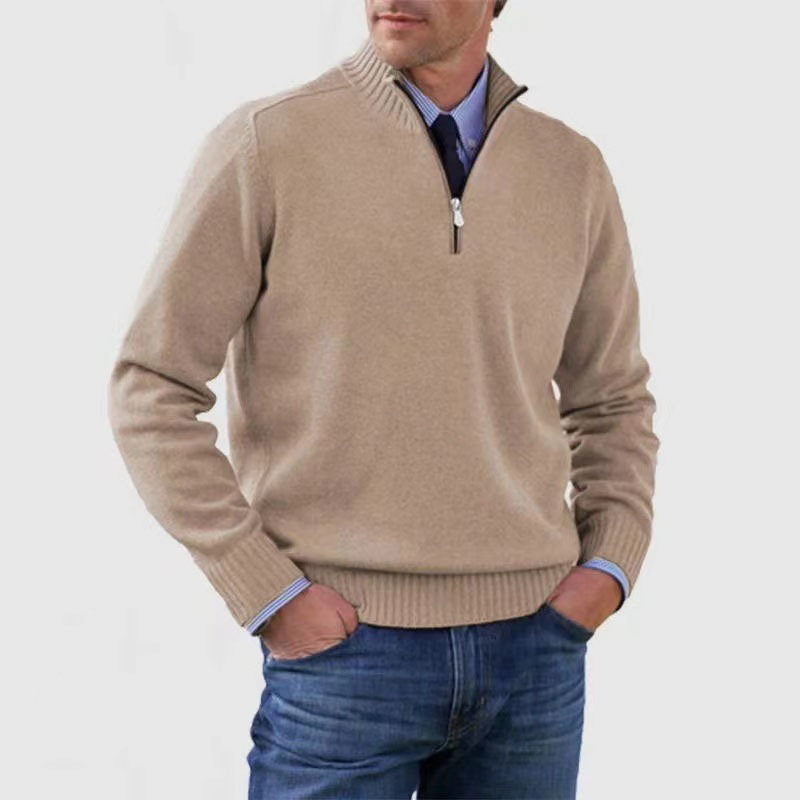 Half-Zip Pullover | Knitted | Relaxed Fit | Quarter-Zip Jumper | Men's Jumper-Grace Aura
