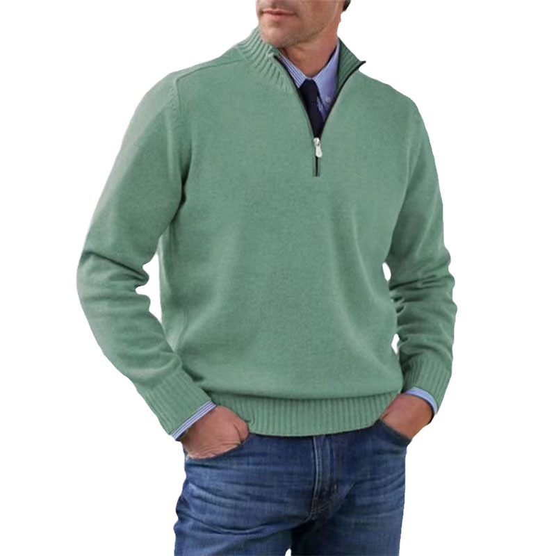 Half-Zip Pullover | Knitted | Relaxed Fit | Quarter-Zip Jumper | Men's Jumper-Grace Aura