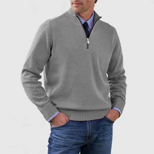 Half-Zip Pullover | Knitted | Relaxed Fit | Quarter-Zip Jumper | Men's Jumper-Grace Aura