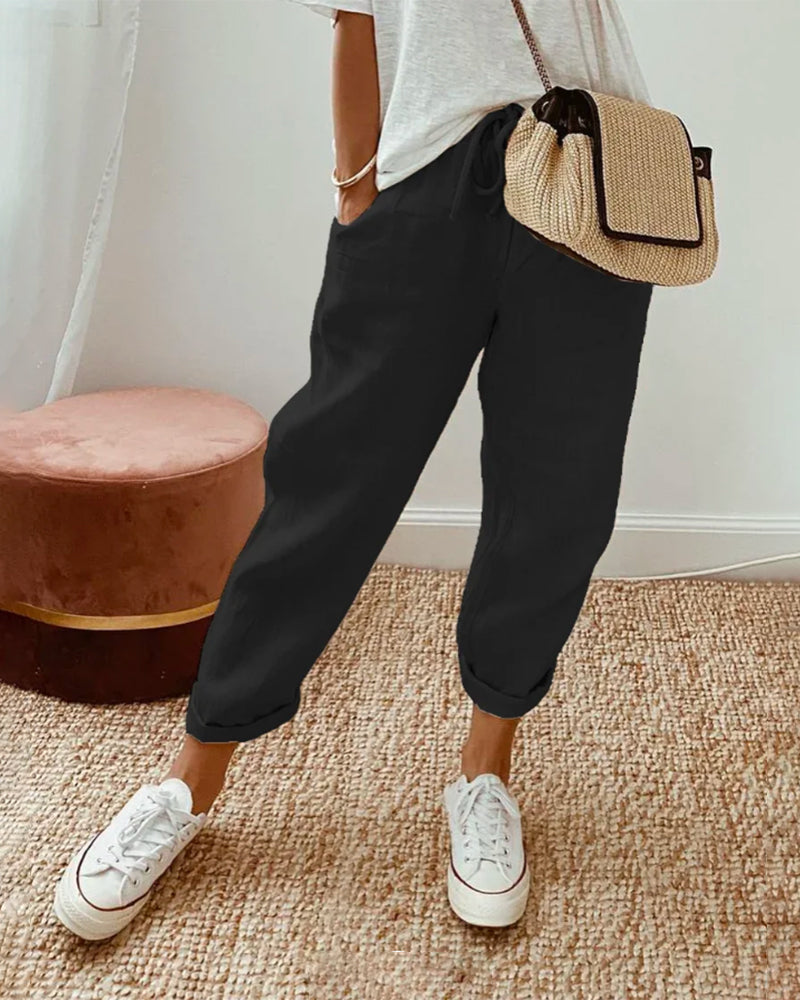Lightweight Leisure Fit Linen Trousers Women’s Wear | Linen Breathable Relaxed Fit