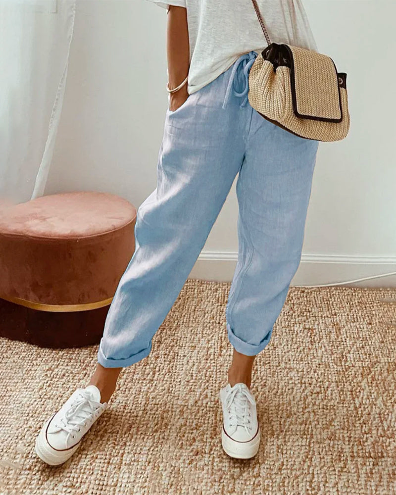 Lightweight Leisure Fit Linen Trousers Women’s Wear | Linen Breathable Relaxed Fit