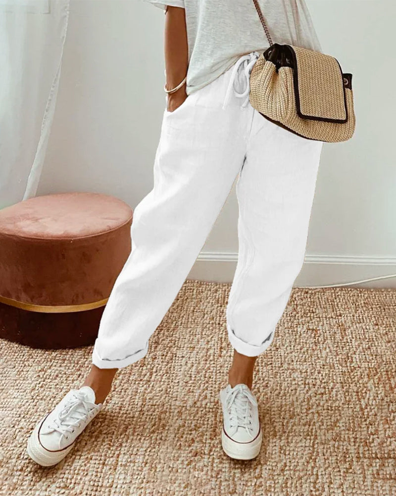 Lightweight Leisure Fit Linen Trousers Women’s Wear | Linen Breathable Relaxed Fit