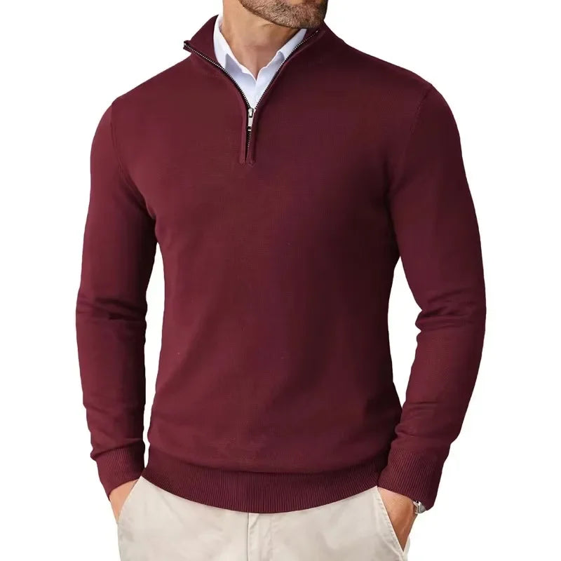 Zane Pull à Col Zippé Homme – Maille Mélange Coton Douce avec Coupe Moderne & Confort Toutes Saisons