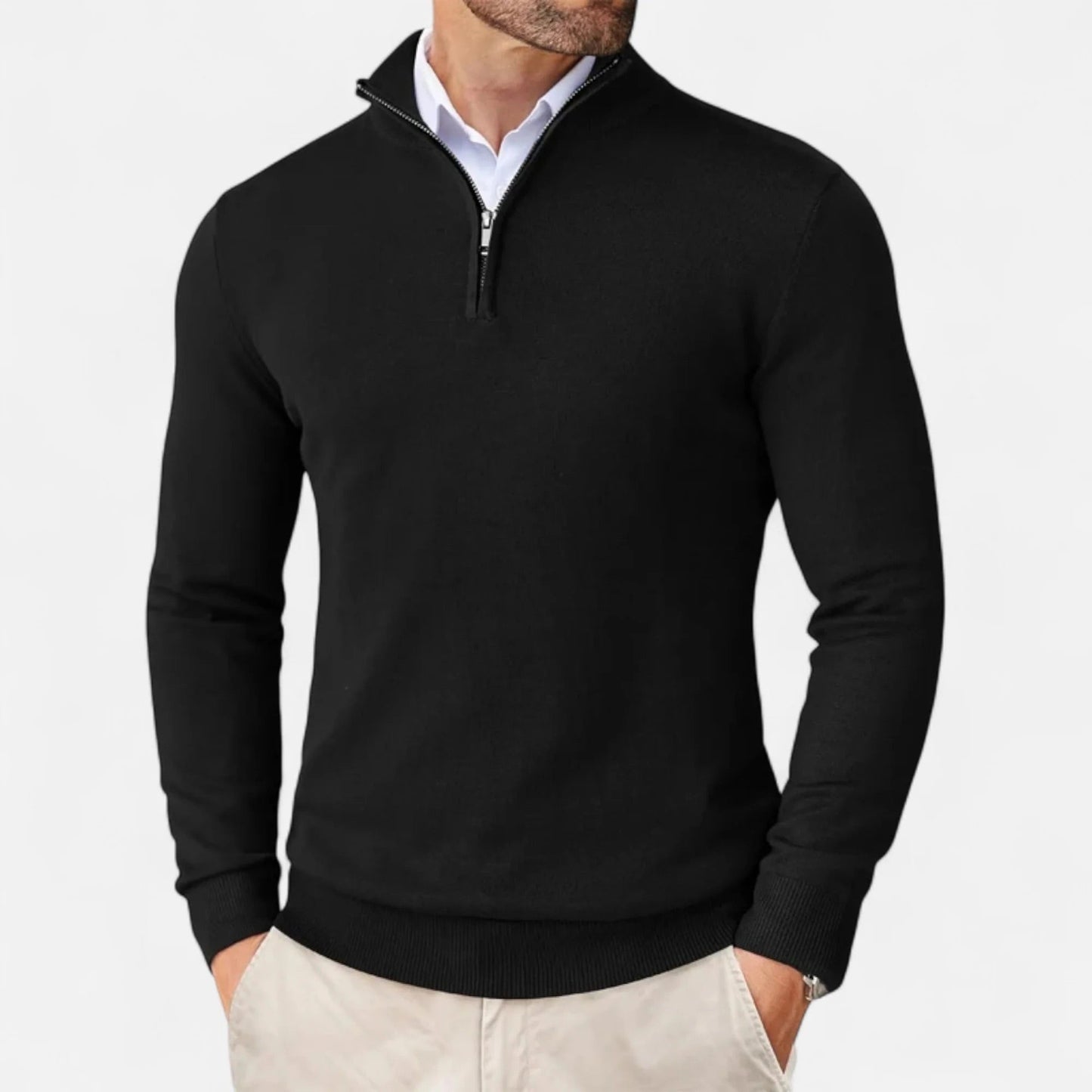Zane Pull à Col Zippé Homme – Maille Mélange Coton Douce avec Coupe Moderne & Confort Toutes Saisons